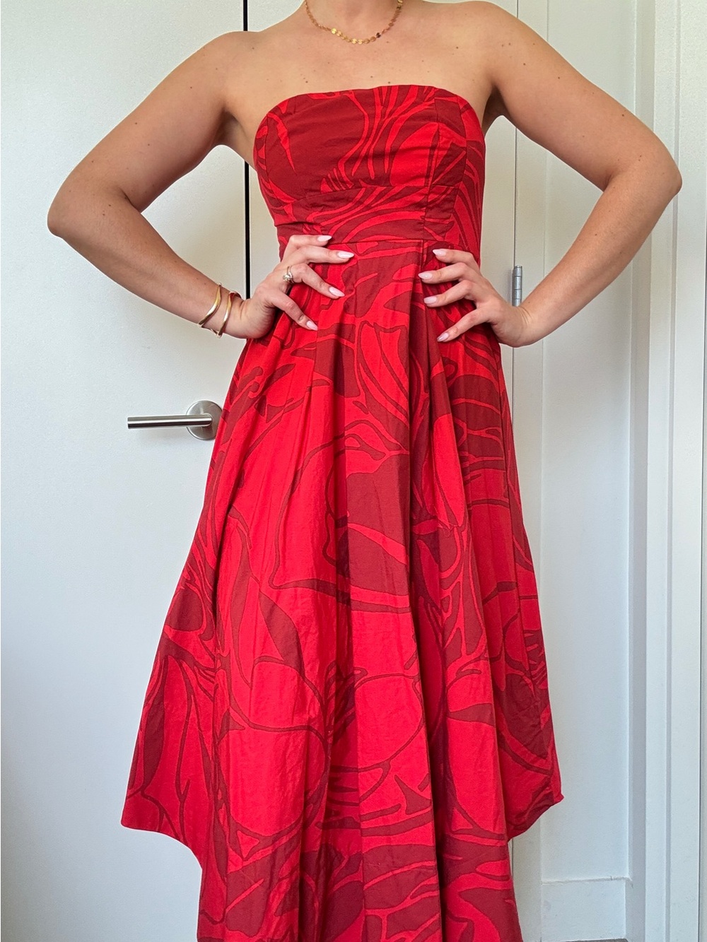 Banana Republic Asymmetrical Hem Midi Dress Red Onyx Sleeveless